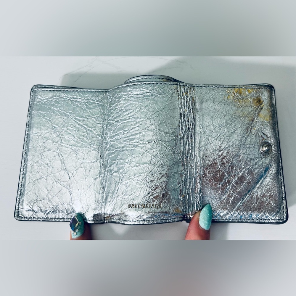 Balenciaga Silver Leather Women's Mini Wallet - Picture 7 of 9